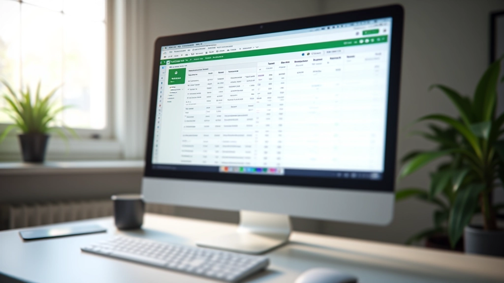 Computer screen showing Google Sheets with budget template, multiple columns visible, clear data organization