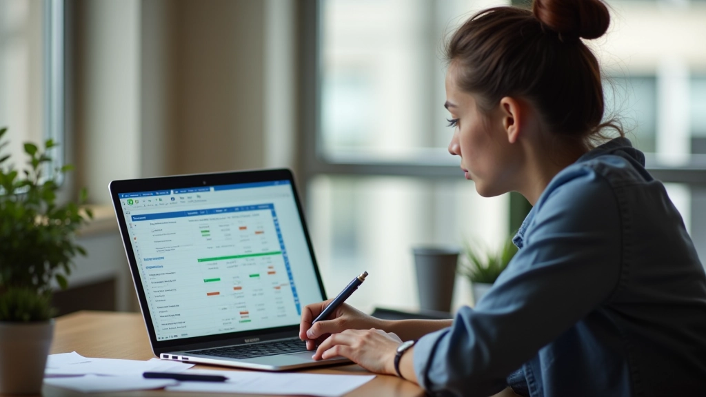 Person reviewing budget on laptop